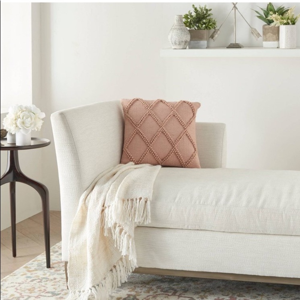 Blush throw pillow- diamond pattern